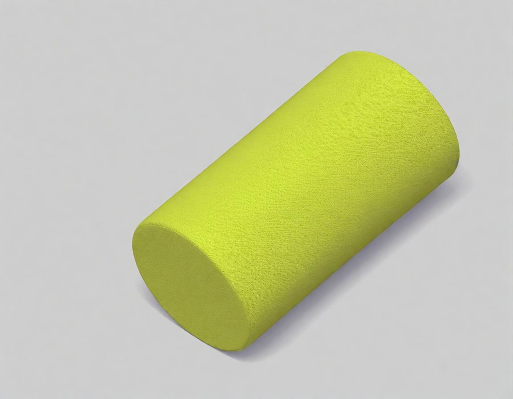 A bright yellow cylindrical object on a light gray background.